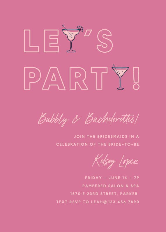 Cool and carefree - bachelorette party invitation